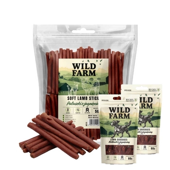 Jahňacie tyčinky WILD FARM 500g psia maškrta & WILD FARM králičie prúžky 2x80g psia maškrta