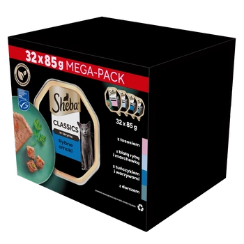 SHEBA Classics rybie príchute tácky 32x85g