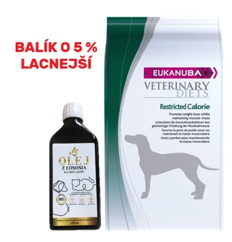 EUKANUBA Restricted Calorie 12kg + Lososový olej obohatený o vitamíny 250ml -5%