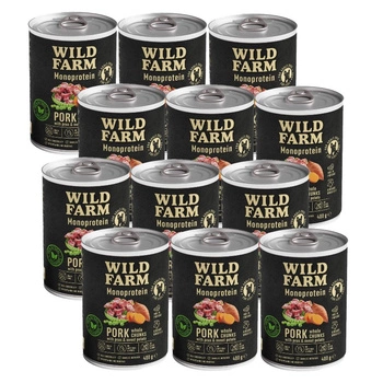 Wild Farm Monoprotein Pork 12x400g hypoalergénne krmivo pre psov