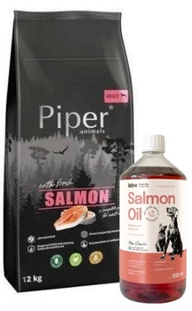 DOLINA NOTECI Piper Animals s lososom 12kg & LAB V Lososový olej pre psov a mačky 1000ml