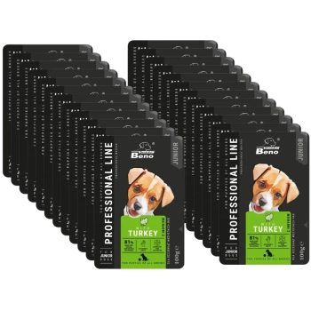 SUPER BENO Junior kapsička pre šteniatka všetkých plemien s morčacím mäsom 24x100g