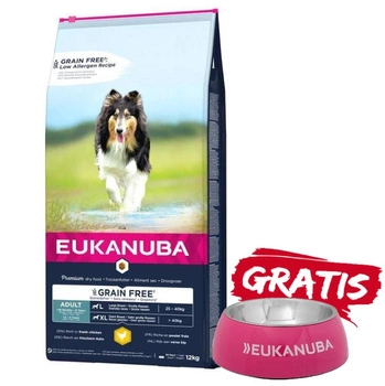 EUKANUBA Adult Chicken L/XL Grain Free 12kg + miska ZADARMO!