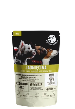 PetRepublic jemne nakrájané kúsky v jemnej omáčke - jahňacie 12x100g pre psov