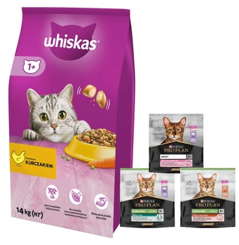 Whiskas s kuracím mäsom 14 kg + krmivo pre mačky 400g ZDARMA! (náhodná príchuť)