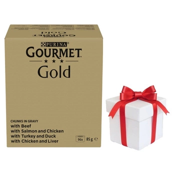 Purina Gourmet Gold Pieces v omáčke 96x85g + ZADARMO prekvapenie pre mačku!