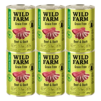 WILD FARM Prémiové hovädzie a kačacie mäso bez obilnín 6x400 g - krmivo pre mačky bez obilnín