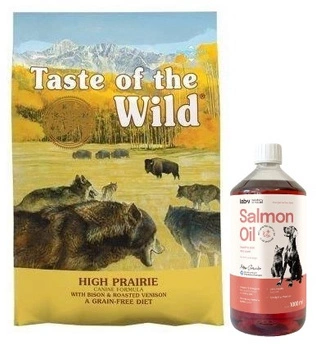 TASTE OF THE WILD High Prairie 12,2kg & LAB V Lososový olej pre psov a mačky 1000ml