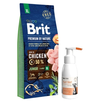 BRIT Premium By Nature Junior XL 15kg & Prípravok na starostlivosť o uši pre psov 75 ml