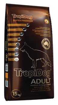 TROPIDOG Super Premium dospelé jahňacie mäso s ryžou pre stredné a veľké plemená 15kg