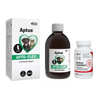 Orion Pharma Aptus Apto-Flex sirup 200 ml & Lab-v Arthro Comfort – Komplexná podpora zdravia kĺbov a pohybového aparátu pre psy a mačky 45 kapsúl