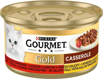 Purina Gourmet Gold s hovädzím a kuracím mäsom v paradajkovej omáčke 85g