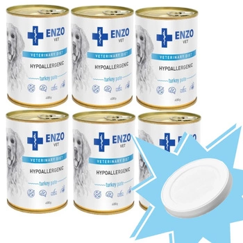 ENZO VET Hypoalergénna diéta s morčacím mäsom pre psy 6x400g + Veko na 400g plechovku ZADARMO!