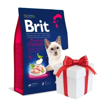 BRIT Cat Premium By Nature Sterilised Chicken 8kg + Prekvapenie pre mačku ZADARMO!