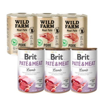 BRIT PATE & MEAT LAMB 3x800g + WILD FARM PATE BRAVČOVÁ PAŠTETA 3x800g
