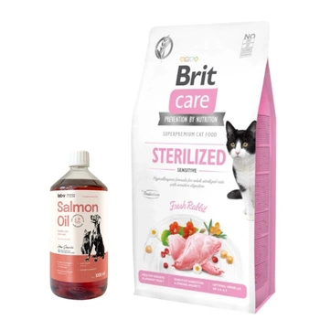 BRIT Care Cat  Grain-Free Sterilised Sensitive 7kg & LAB V Lososový olej pre psov a mačky 1000ml