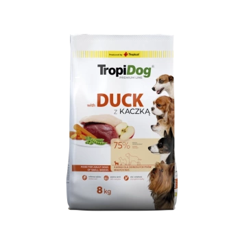 TROPIDOG Premium Adult Small Breeds s kačkou a ryžou 8kg
