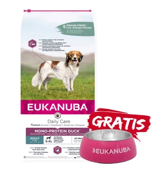 EUKANUBA-Adult Daily Care Mono-Protein duck-12kg + miska ZADARMO!