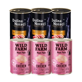 Dolina Noteci Premium pre mačky s vysokým obsahom kačacieho mäsa 3x400g + WILD FARM Pate Chicken 3x400g
