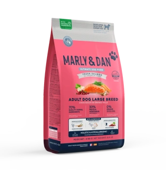 Marly & Dan Dospelí psi veľkých plemien s čerstvým lososom, holistické a hypoalergénne, 12 kg suché krmivo