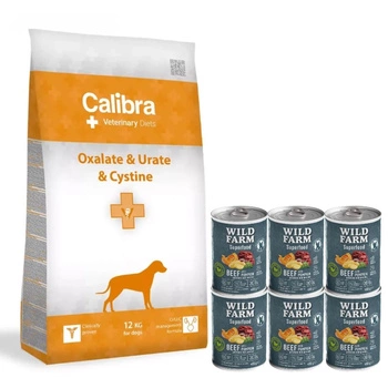 Calibra Vet Diet Dog Oxalate & Urate & Cystine 12 kg & WILD FARM Superfood Hovädzie 6x400g krmivo pre psov bez obilnín
