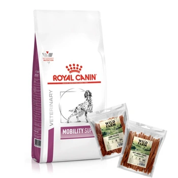 ROYAL CANIN Mobility Support 12kg & WILD FARM 2x500g maškrty pre psov