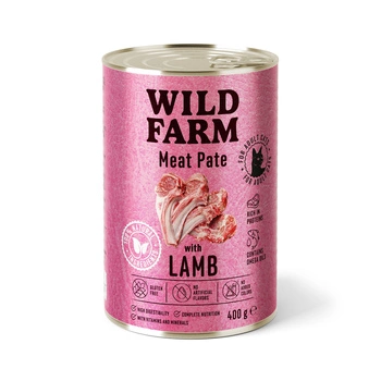 WILD FARM Pate Lamb 400g - bezlepkové krmivo pre mačky