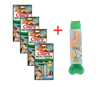 INABA  Dog Meal Topper Chicken With Cheese Recipe 4x(4x14) (56g) + lyžica na servírovanie pochúťok GRATIS