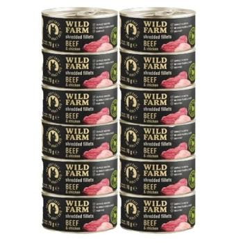 WILD FARM Fillets Beef & Chicken 12x70g - vlhké krmivo pre mačky bez obilnín vo vývare