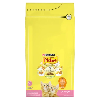 PURINA Friskies Junior zmes kuracieho a morčacieho mäsa s mliekom 1,5kg