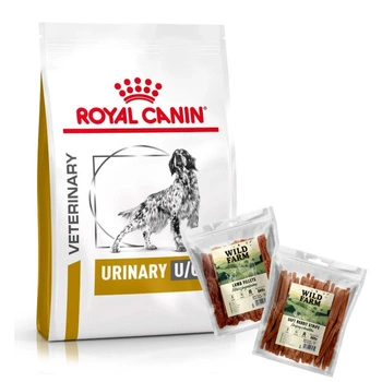 Royal Canin Veterinary Health Nutrition Dog Urinary U/C Low Purine 14 kg & WILD FARM 2x500g maškrty pre psov
