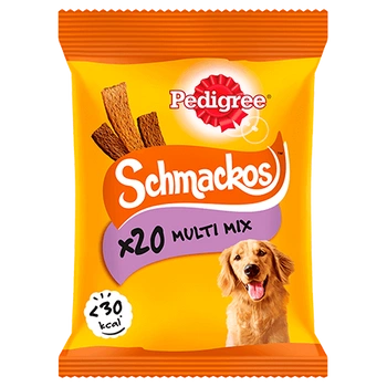 PEDIGREE Schmackos 144g - maškrta pre psa (s hovädzím, kuracím, jahňacím, kačacím)