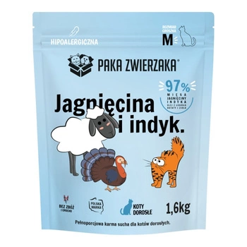 Paka Zwierzaka - Suché krmivo pre mačky Jahňacie a morčacie ''M'' 1,6 kg