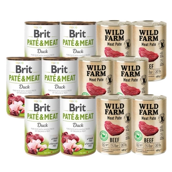 BRIT PATE & MEAT DUCK 6x400g + Wild Farm Pate Beef 6x400g