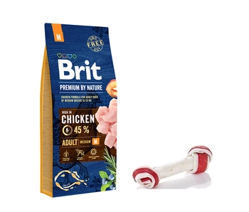 BRIT Premium By Nature Adult M 15kg +  Biela slanina s kosťou 16 cm