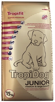 TROPIDOG Super Premium junior stredné a veľké plemená moriak, losos a vajcia 15kg