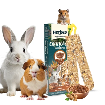 HERBEE chrumkavé krmivo pre hlodavce a králiky 115g orechové s ľanovým semienkom