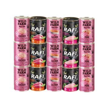 RAFI Cat Adult + WILD FARM Pate Mix 15x400g