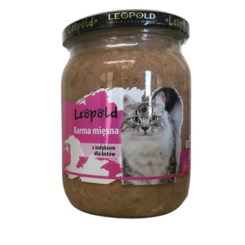 Leopold mäsové krmivo s morčacím mäsom pre mačky 500g (Jar)