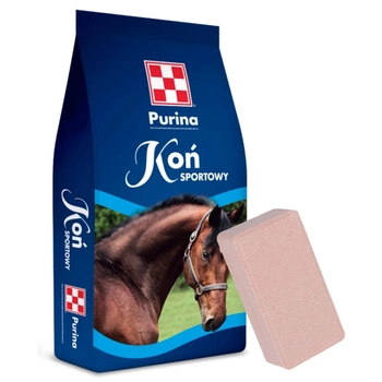 Purina športový kôň 25kg & Kerbl Delizia kamenná soľ na lizovanie pre kone, balenie 4 x 2 kg