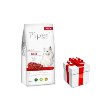 DOLINA NOTECI Piper Animals s hovädzím mäsom pre mačky 3kg + překvapení pro kočku ZDARMA