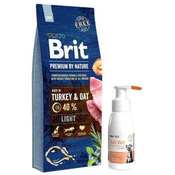 Brit Premium By Nature Light 15kg & Prípravok na starostlivosť o uši pre psov 75 ml