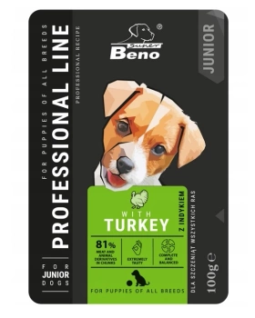 SUPER BENO Junior kapsička pre šteniatka všetkých plemien s morčacím mäsom 100g