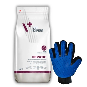 VetExpert 4T Hepatic Dog 12 kg + Česacia rukavica GRATIS