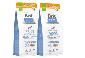 BRIT CARE Dog Sustainable Adult Large Breed Chicken & Insect 2x12kg+2kg