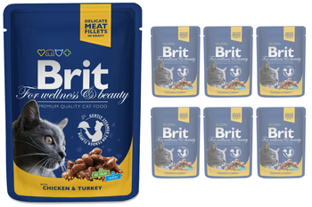 Brit cat Premium s kuracím a morčacím mäsom 12x100g