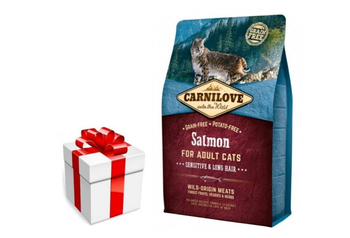 CARNILOVE Cat Salmon Sensitive & Long Hair 6kg + prekvapenie pre mačku GRATIS