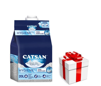 CATSAN Hygiene Plus 20l - prírodné stelivo pre mačky + prekvapenie pre mačku ZDARMA