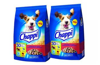 CHAPPI 2x9kg - suché krmivo pre psov s hovädzím mäsom, hydinou a zeleninou