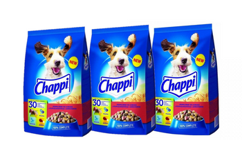 CHAPPI 3x9kg - suché krmivo pre psov s hovädzím mäsom, hydinou a zeleninou